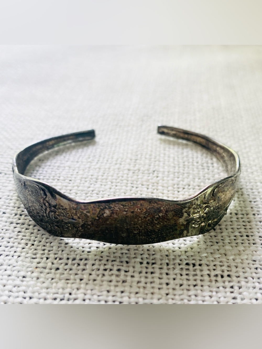 Wm. A. Rogers Oneida Spoon Cuff Bracelet Silver Plate Floral Cuff Bracelet